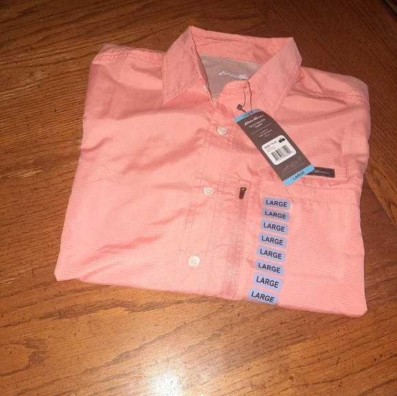 Eddie Bauer moisture wicking UPF 40 button-down shirt men's large - Picture 6 of 6